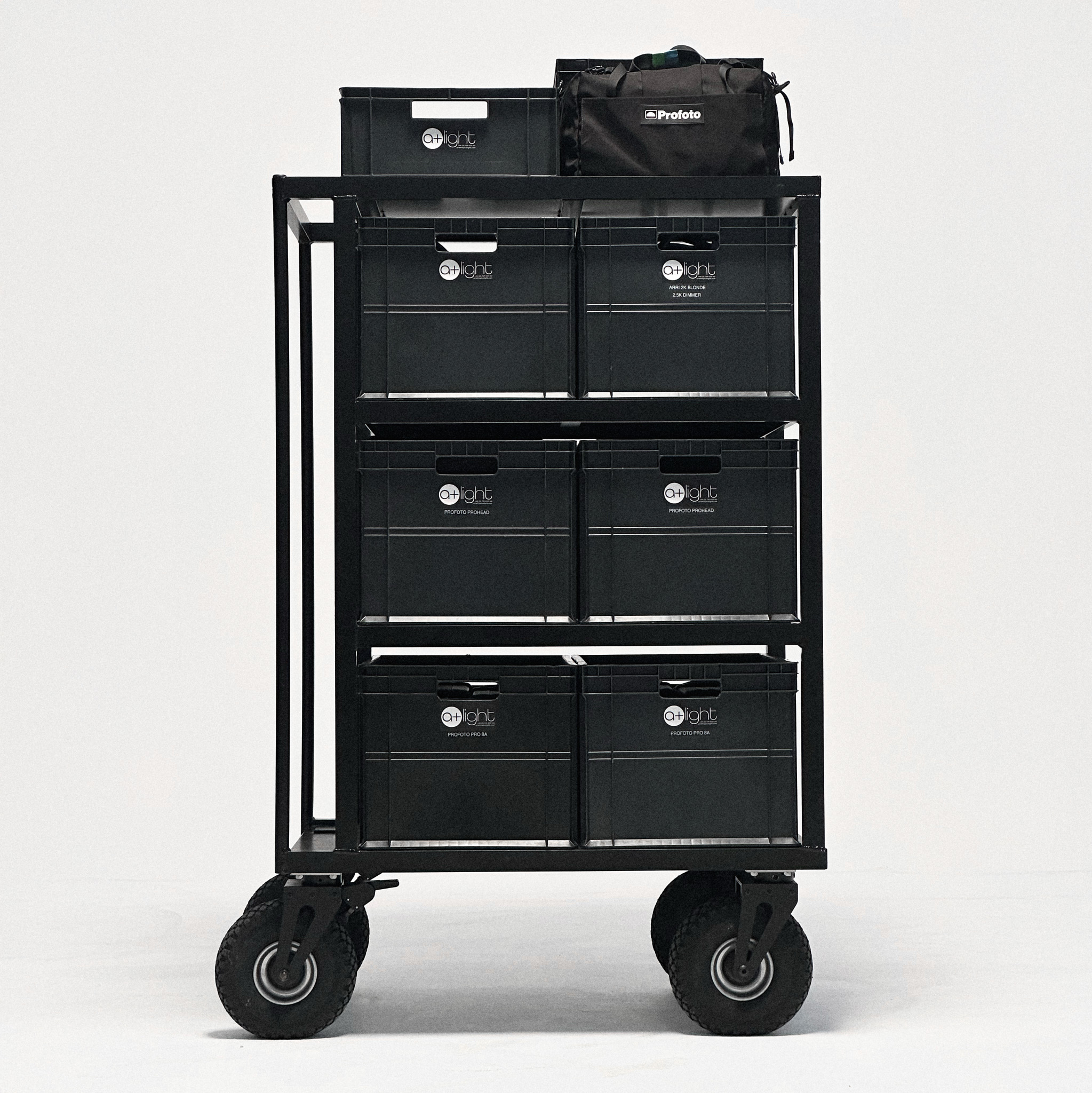 Euro Crate Cart - 2 x 2lg 1sm studio cart, detail view 2