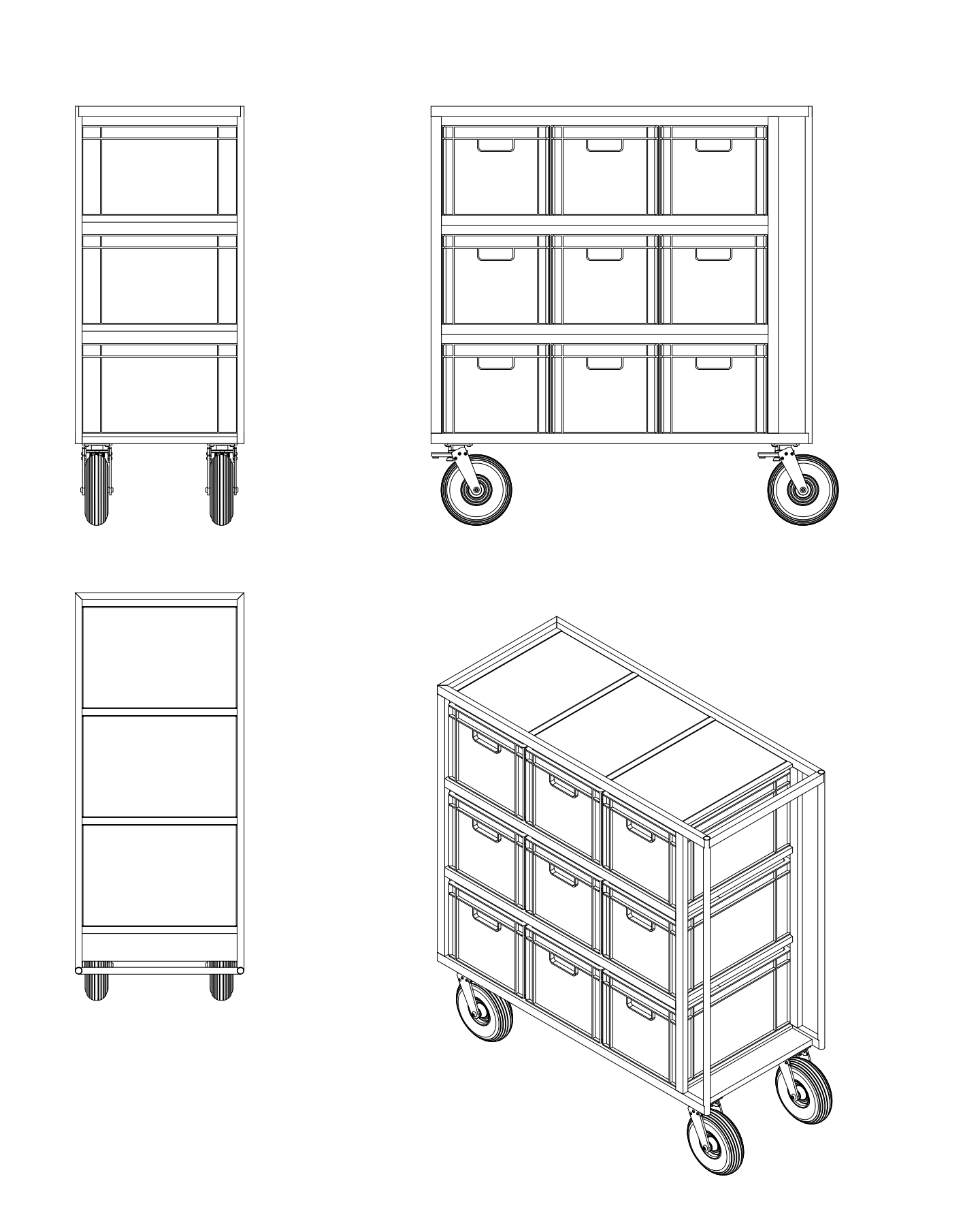 Euro Crate Cart - 3 x 3lg studio cart